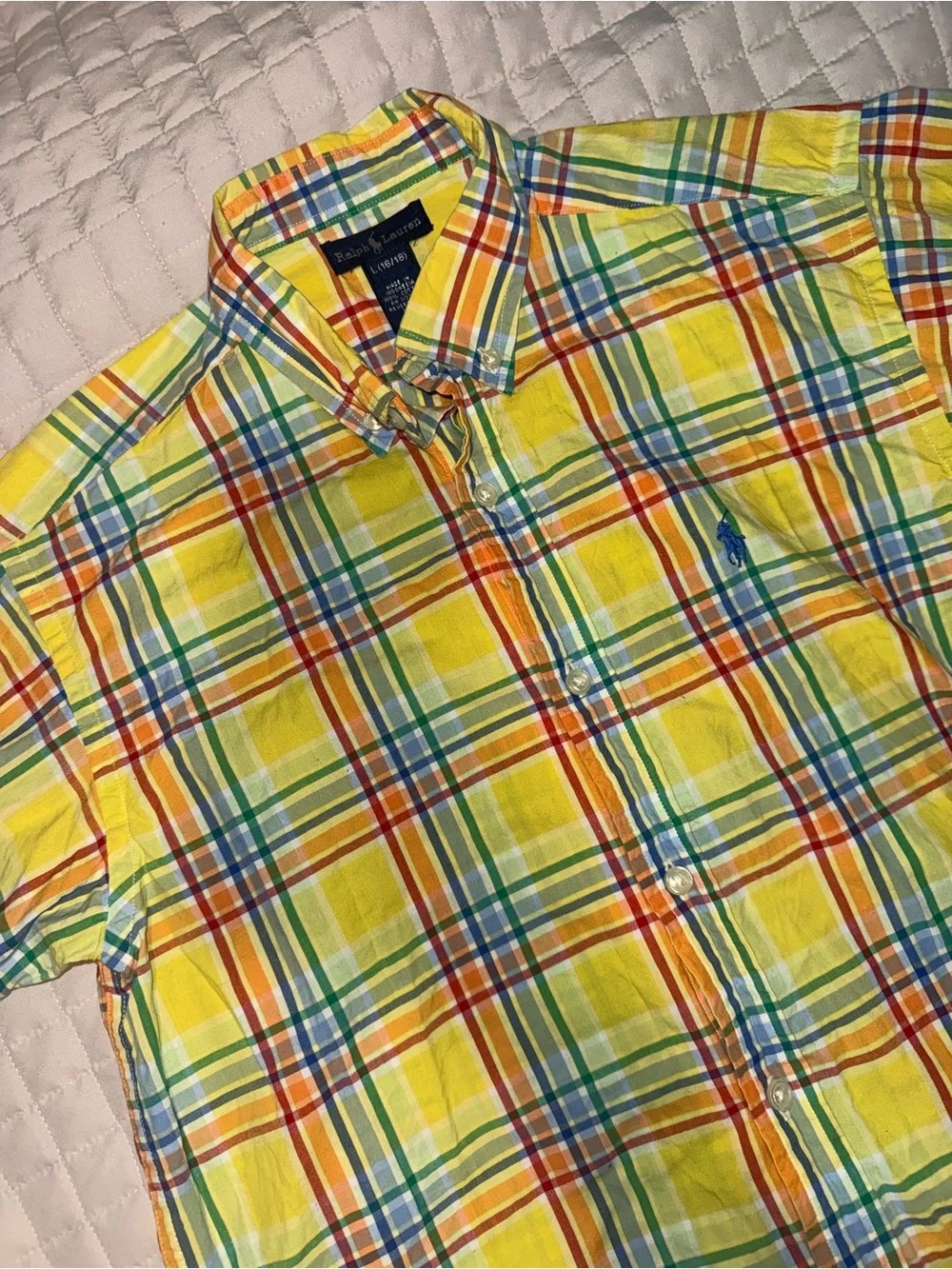 Boys Polo by Ralph Lauren Yellow Plaid Button-Down Shirt